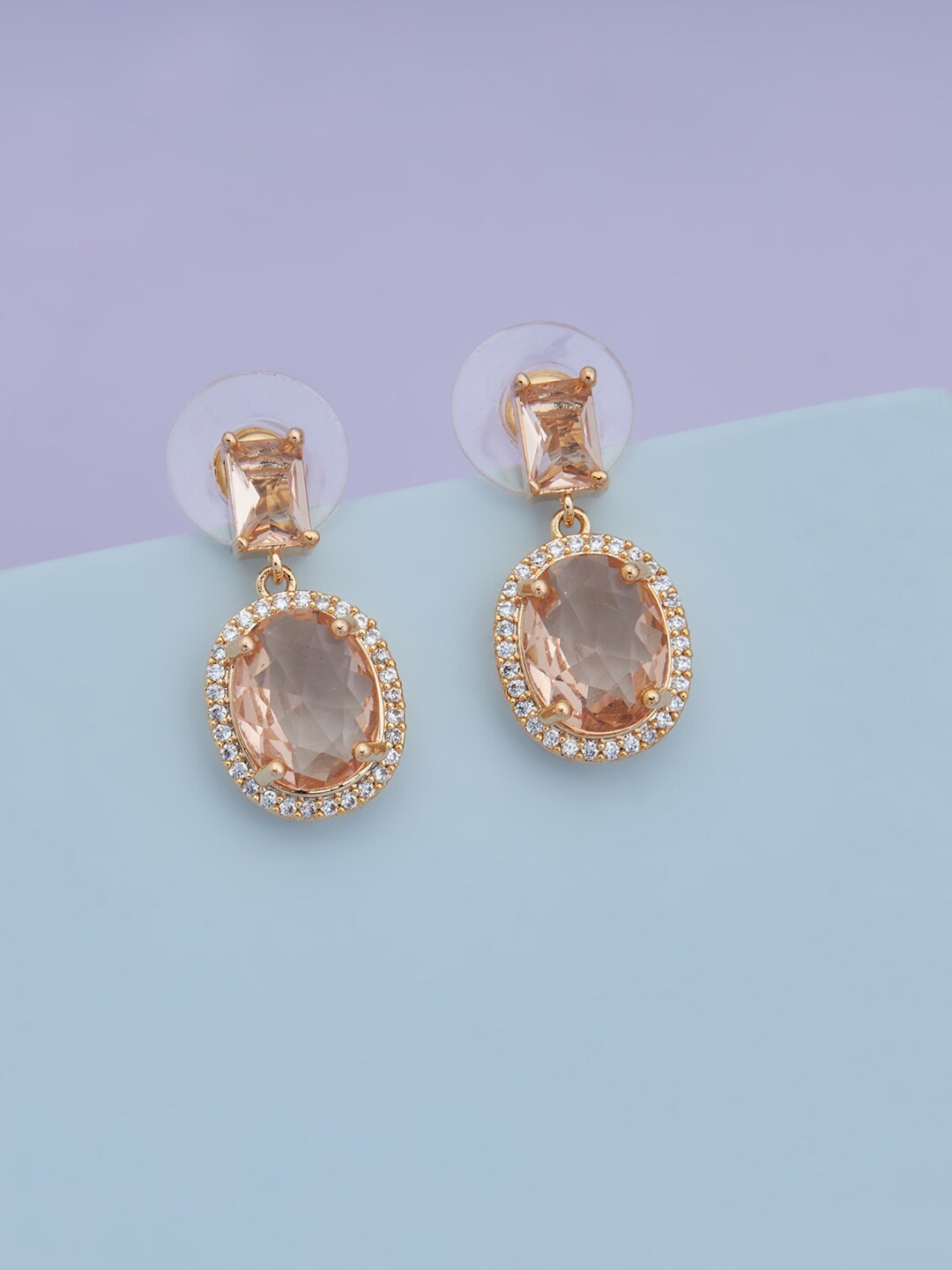 

Kushal's Fashion Jewellery Gold Plated Oval Drop Earrings, Champagne