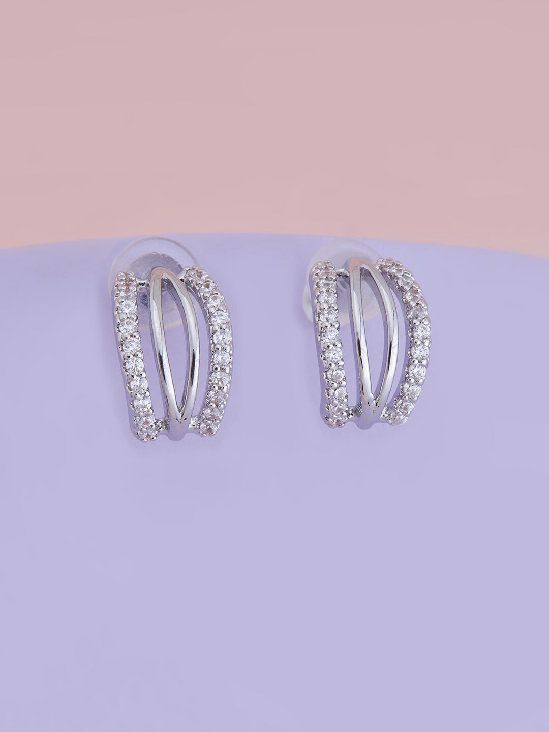 

Kushal's Fashion Jewellery Rhodium Plated Contemporary Studs Earrings, White