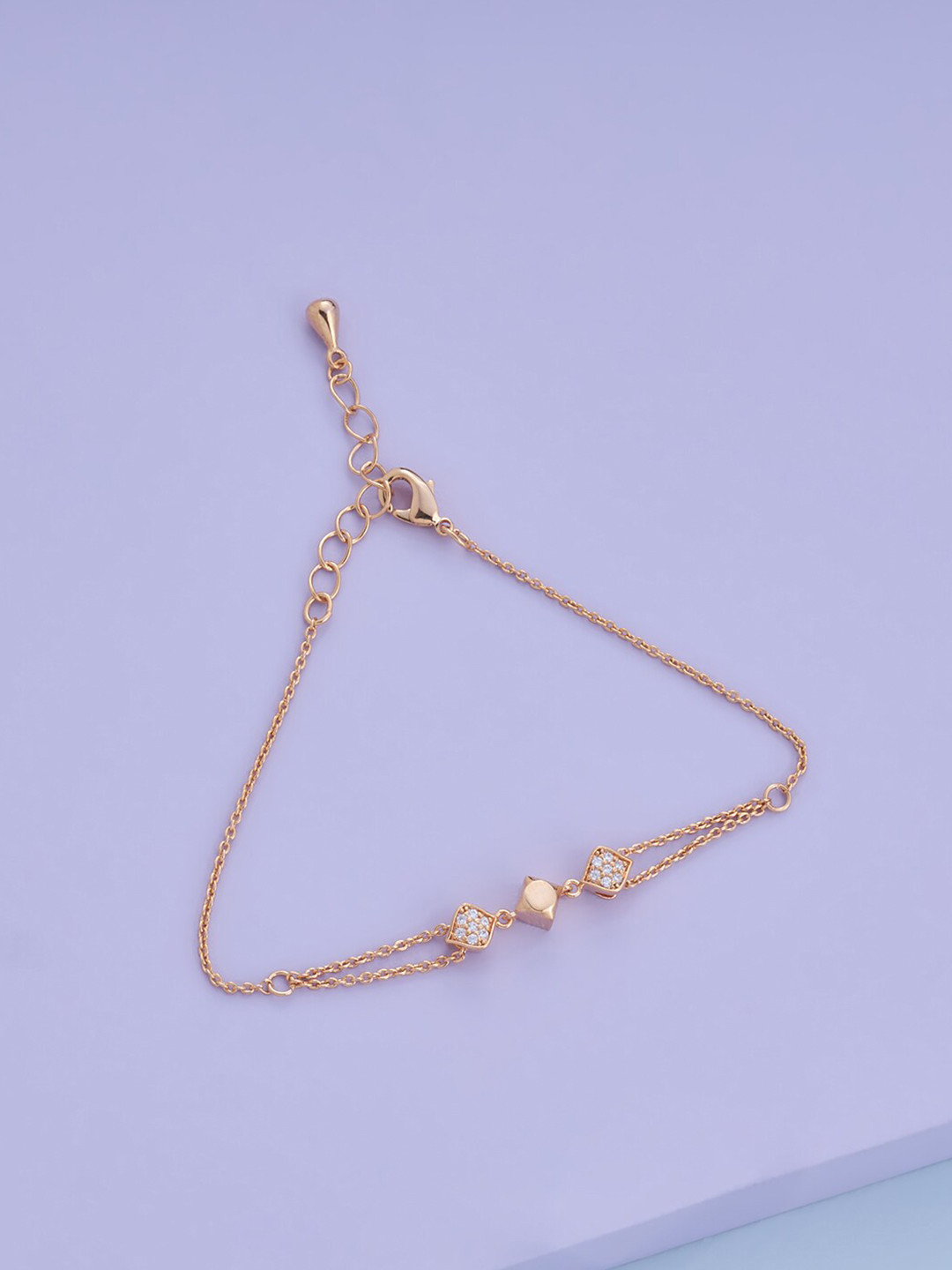 

Kushal's Fashion Jewellery Women Cubic Zirconia Gold-Plated Link Bracelet