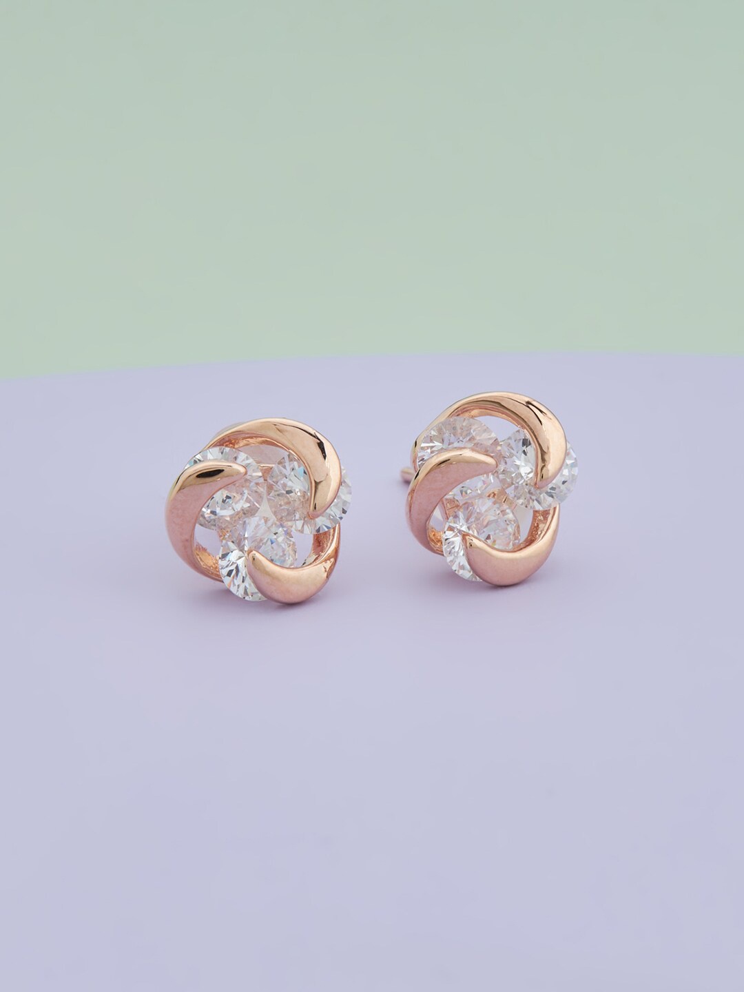 

Kushal's Fashion Jewellery Rose Gold Plated Floral Studs Earrings, White