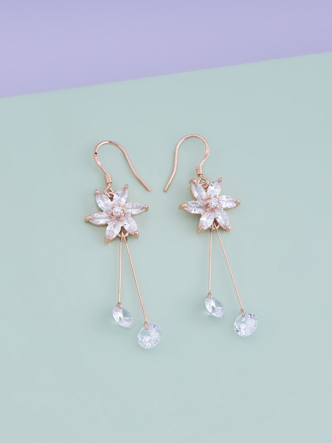 

Kushal's Fashion Jewellery Rose Gold Plated Floral Drop Earrings, White