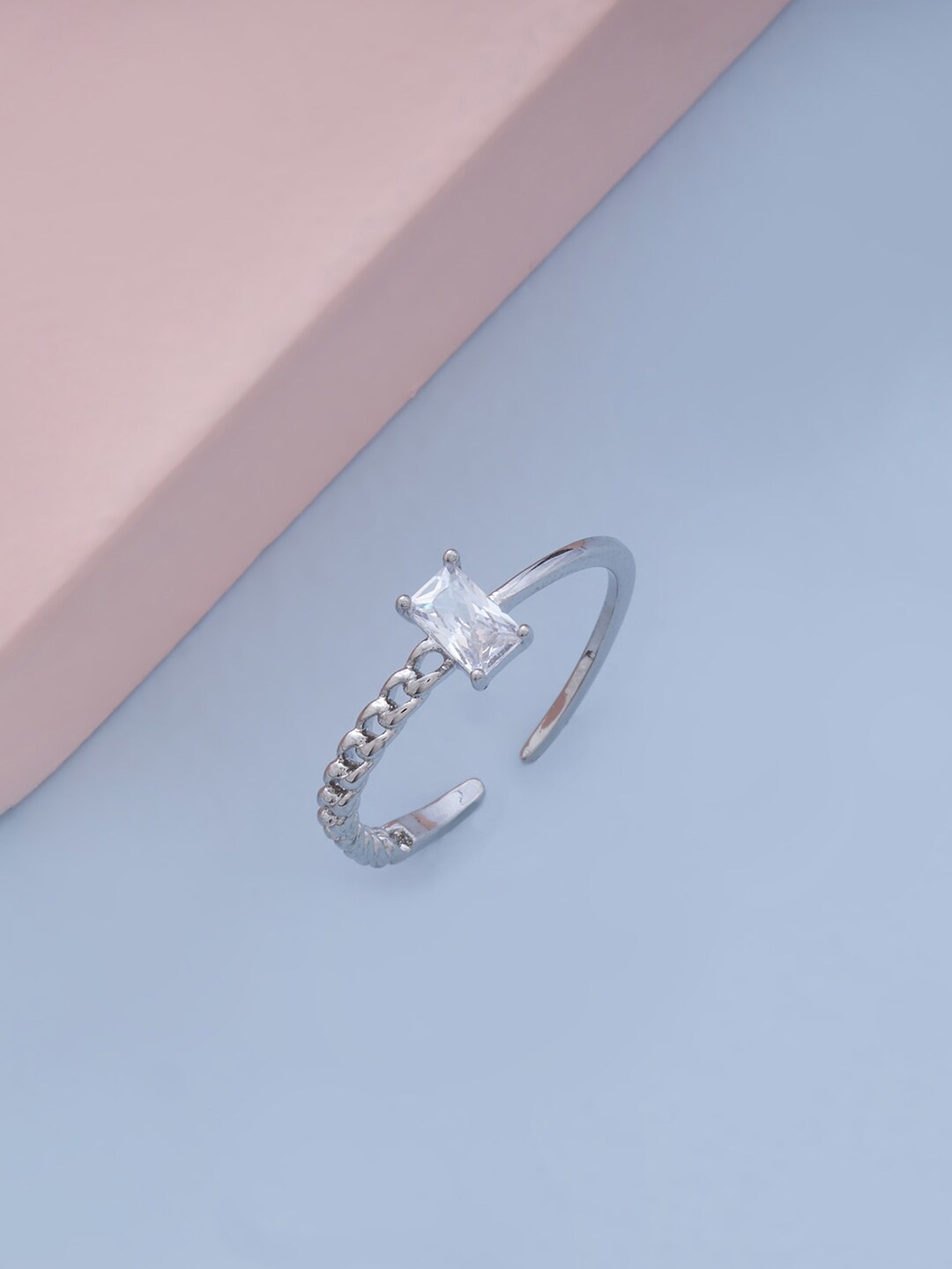 

Kushal's Fashion Jewellery Silver-Plated CZ- Studded Ring, White