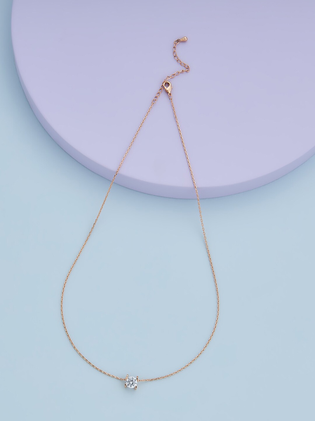 

Kushal's Fashion Jewellery Rose Gold-Plated Cubic Zirconia Studded Necklace