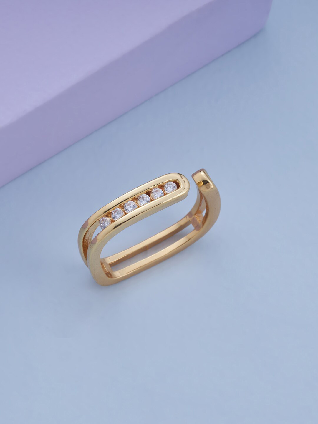 

Kushal's Fashion Jewellery Gold-Plated & CZ-Studded Finger Ring