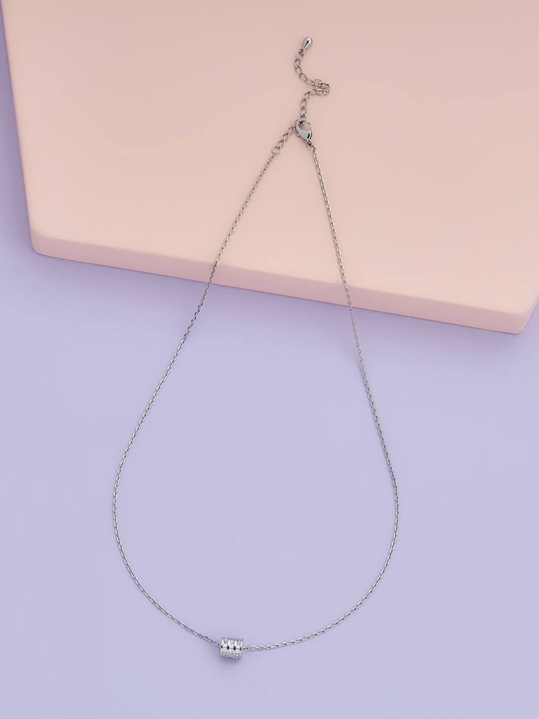 

Kushal's Fashion Jewellery Copper Rhodium-Plated Cubic Zirconia Chain, Silver