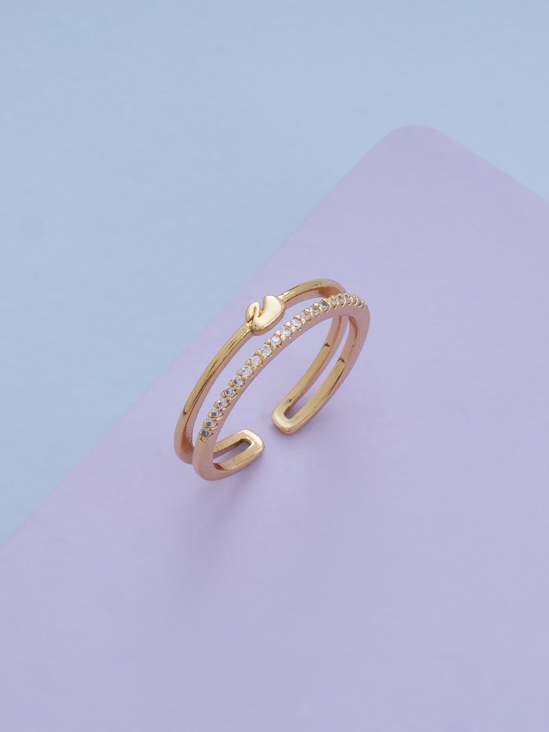 

Kushal's Fashion Jewellery Gold Plated CZ-Studded Finger Ring, White