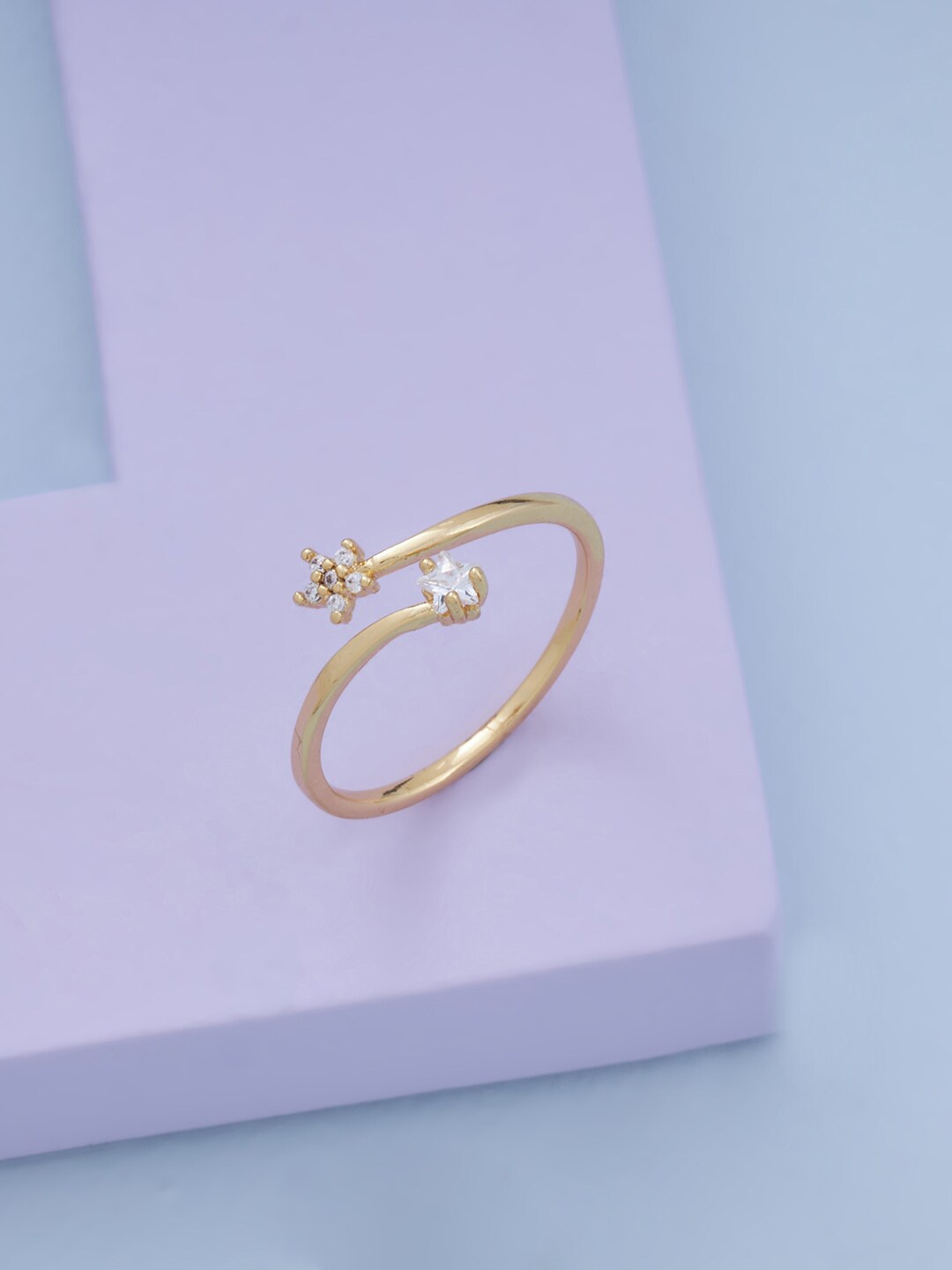 

Kushal's Fashion Jewellery Gold-Plated & CZ-Studded Finger Ring