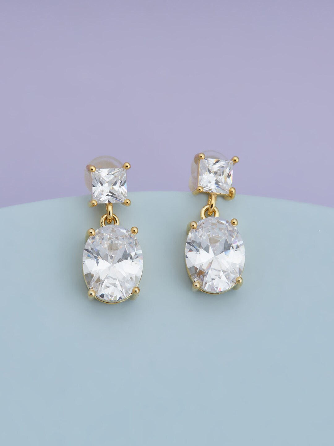 

Kushal's Fashion Jewellery Gold-Plated Oval Drop Earrings, White