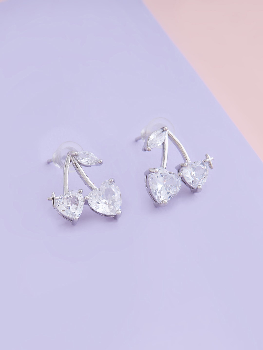 

Kushal's Fashion Jewellery Rhodium-Plated Leaf Shaped Studs Earrings, White