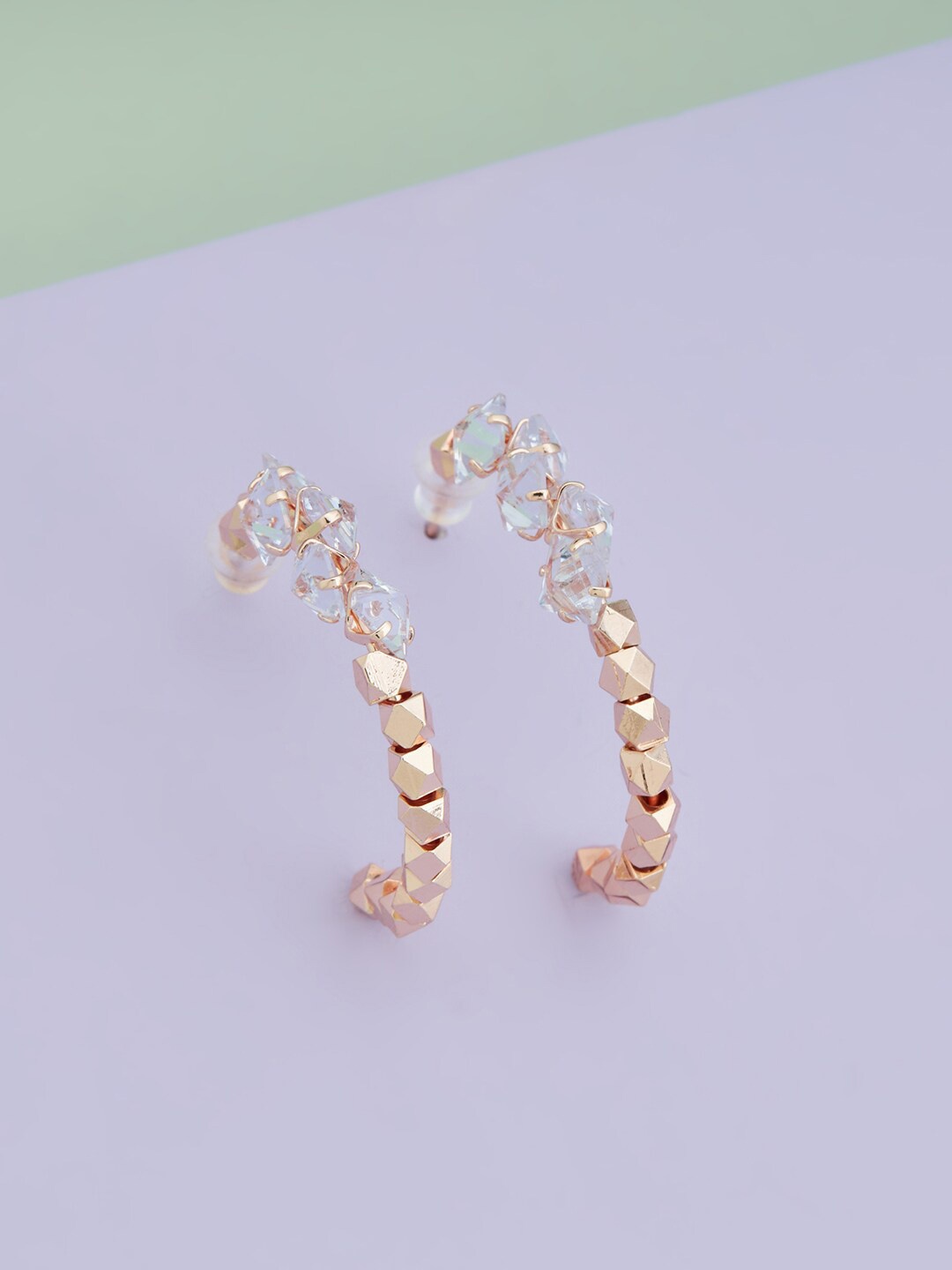 

Kushal's Fashion Jewellery Rose Gold-Plated Circular Half Hoop Earrings