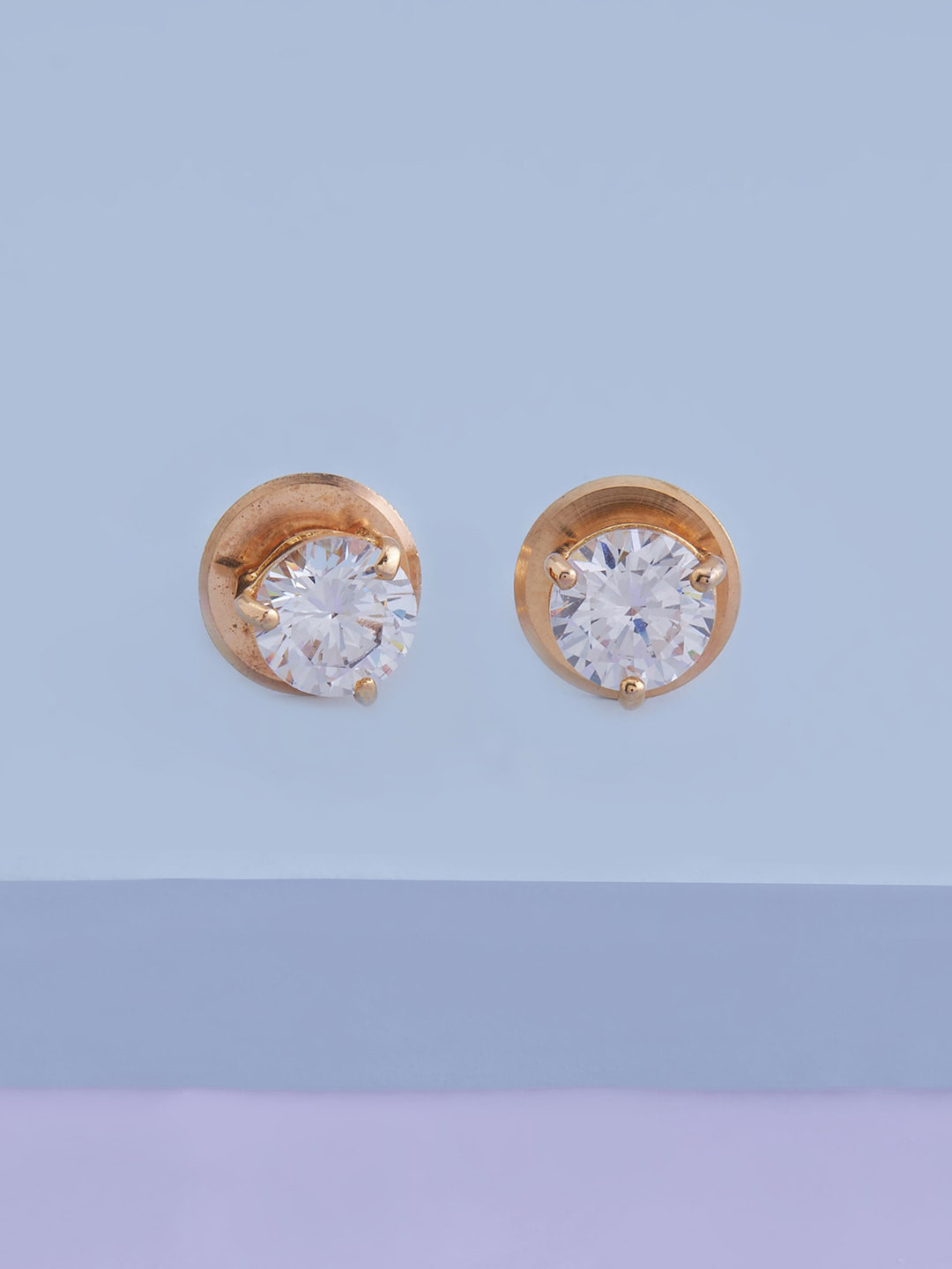 

Kushal's Fashion Jewellery Gold-Plated Circular Studs Earrings, White