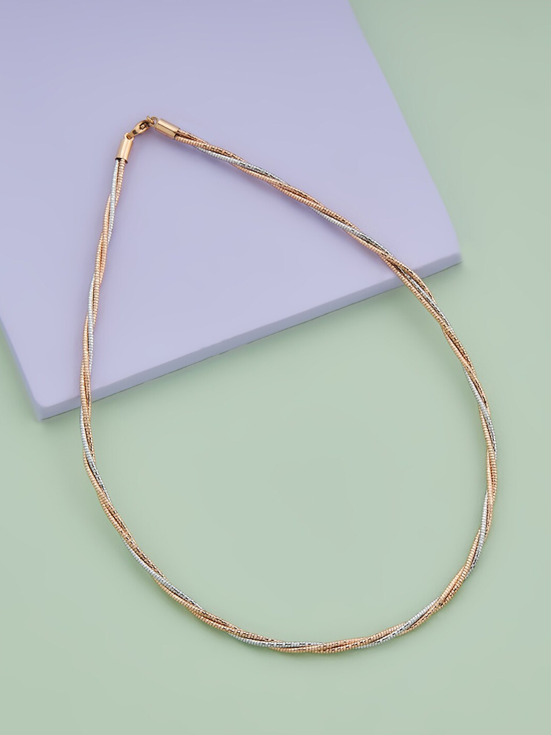 

Kushal's Fashion Jewellery Gold-Plated Twisted Design Chain, Silver