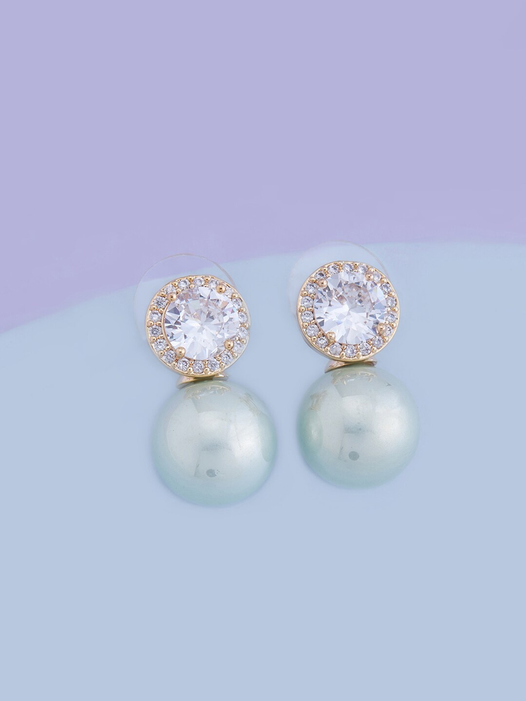 

Kushal's Fashion Jewellery Gold-Plated Spherical Studs Earrings, Sea green