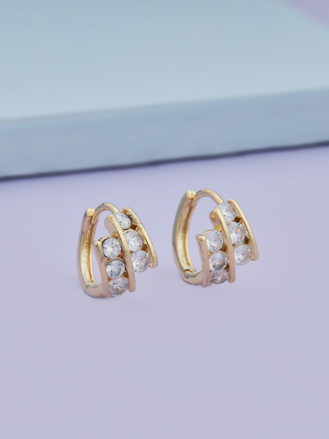 

Kushal's Fashion Jewellery Gold-Plated Cubic Zirconia Circular Studs Earrings, White