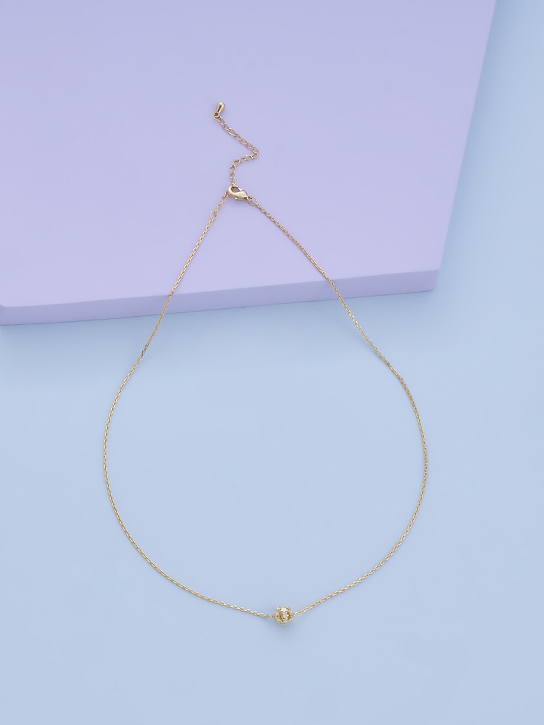 

Kushal's Fashion Jewellery Women Gold-Plated CZ-Studded Chain, White