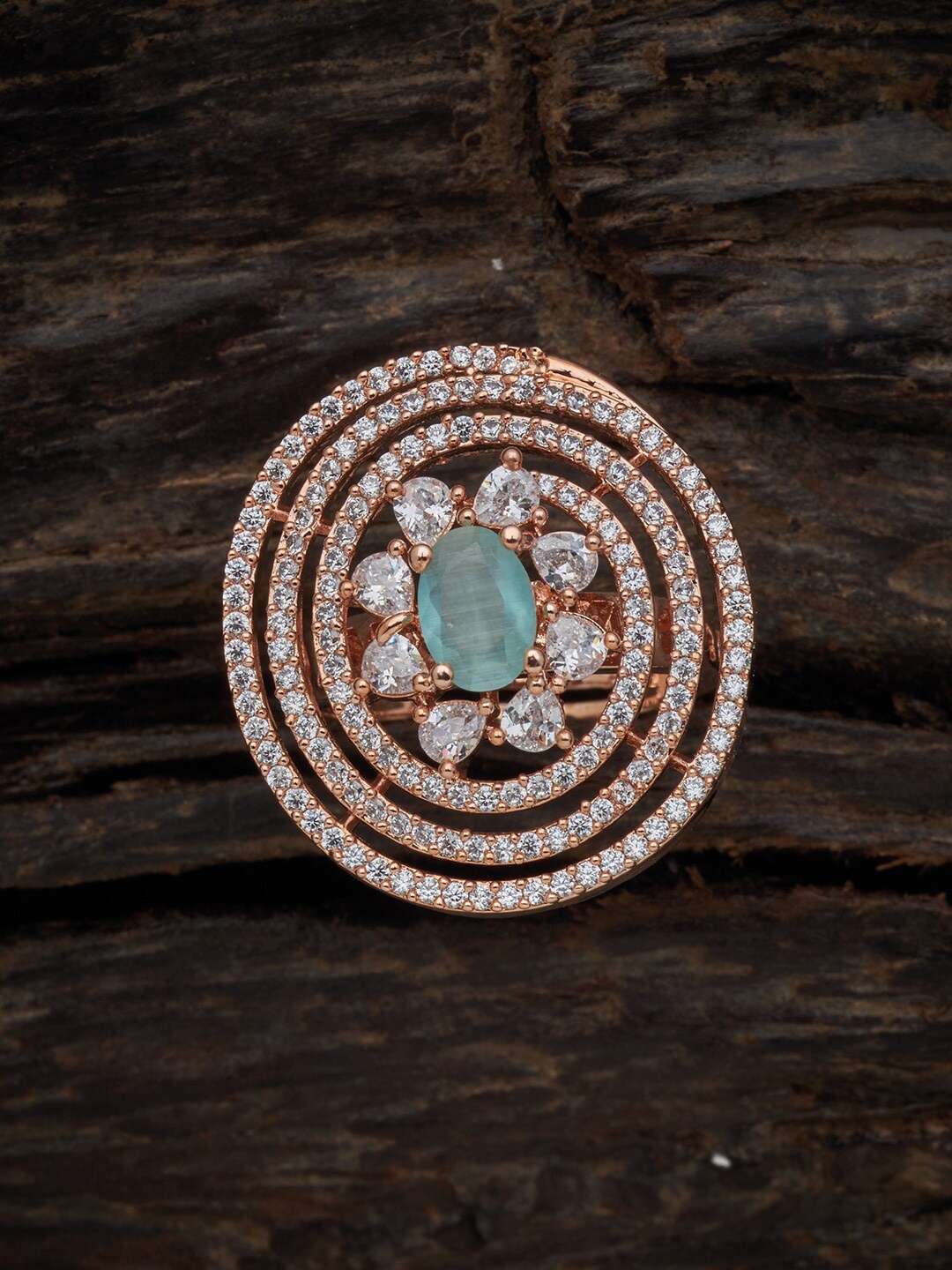 

Kushal's Fashion Jewellery Rose Gold-Plated & CZ-Studded Finger Ring