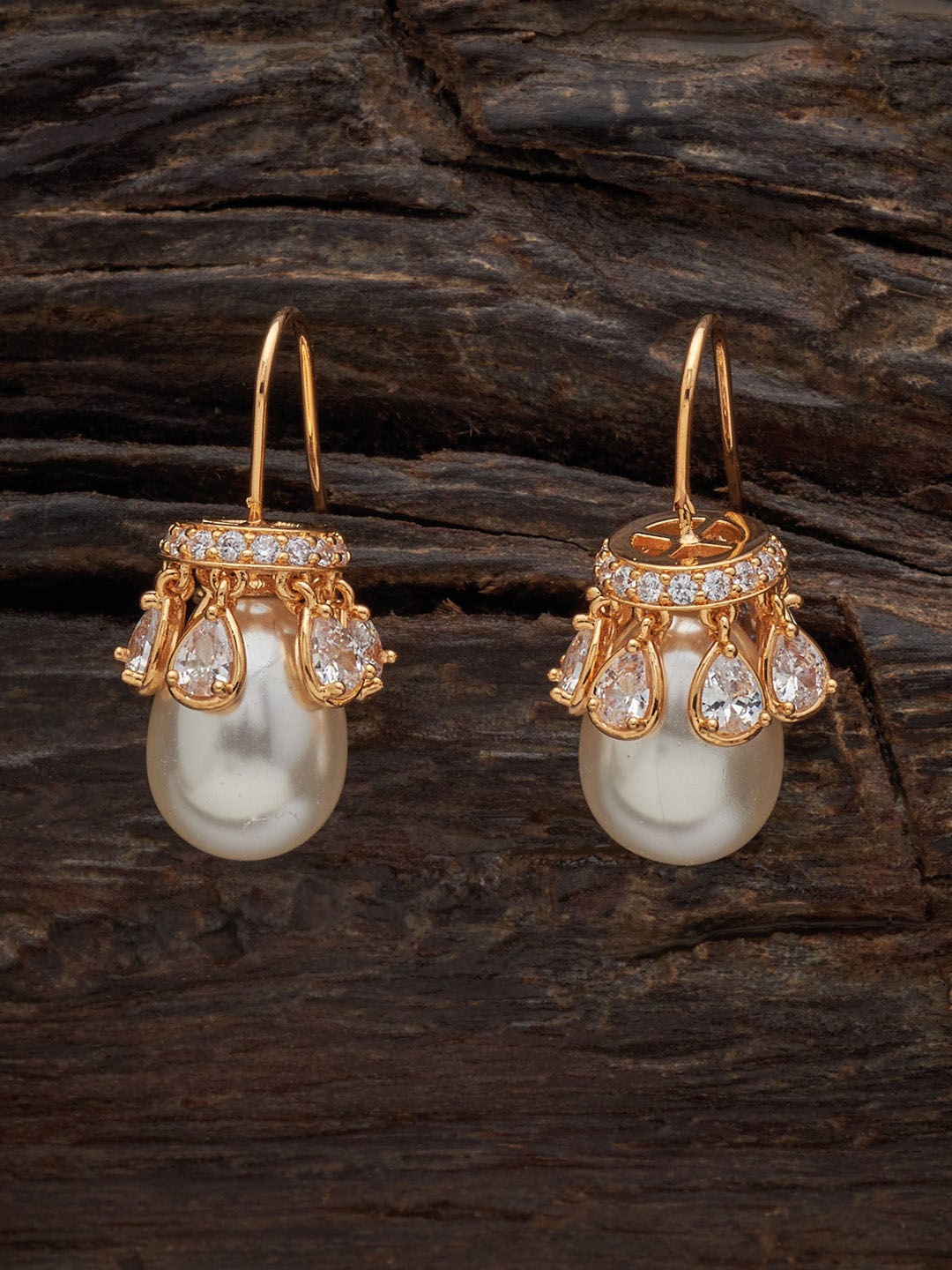 

Kushal's Fashion Jewellery Gold Plated Teardrop Shaped Drop Earrings, White