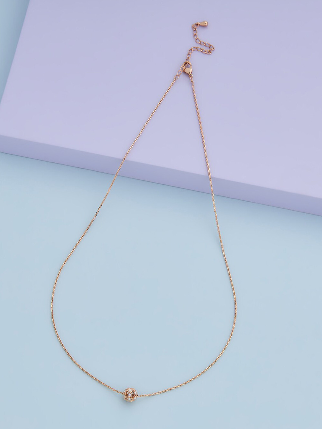 

Kushal's Fashion Jewellery Copper Rose Gold-Plated Chain Pendant Set