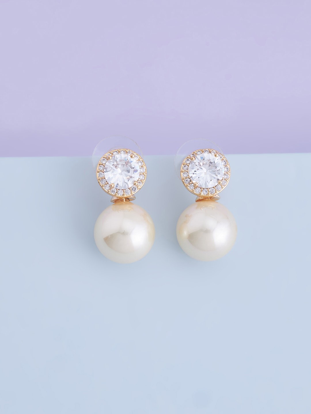 

Kushal's Fashion Jewellery Gold Plated Spherical Studs Earrings, Cream