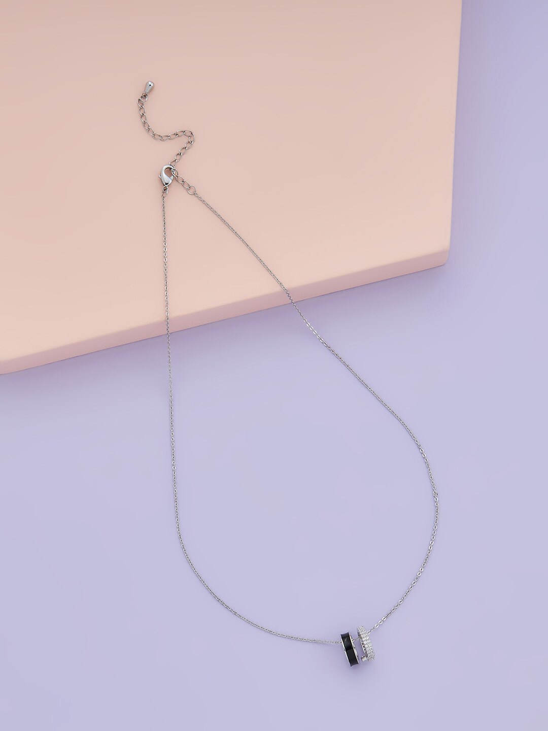 

Kushal's Fashion Jewellery Rhodium-Plated Cubic Zirconia Studded Necklace, Silver