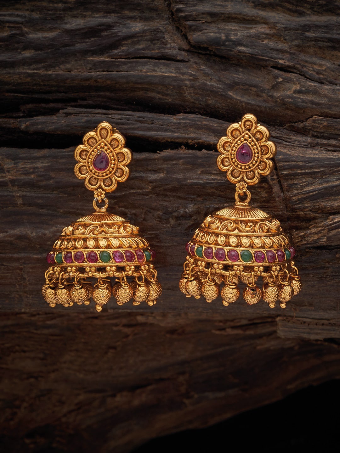 

Kushal's Fashion Jewellery Classic Jhumkas Earrings, Red