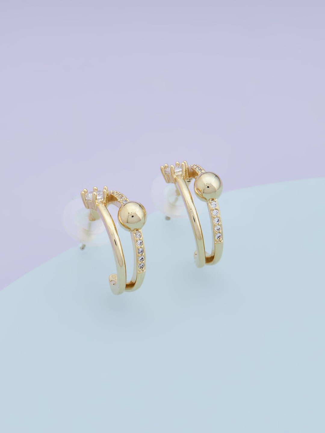 

Kushal's Fashion Jewellery Gold-Plated Circular Studs Earrings, White
