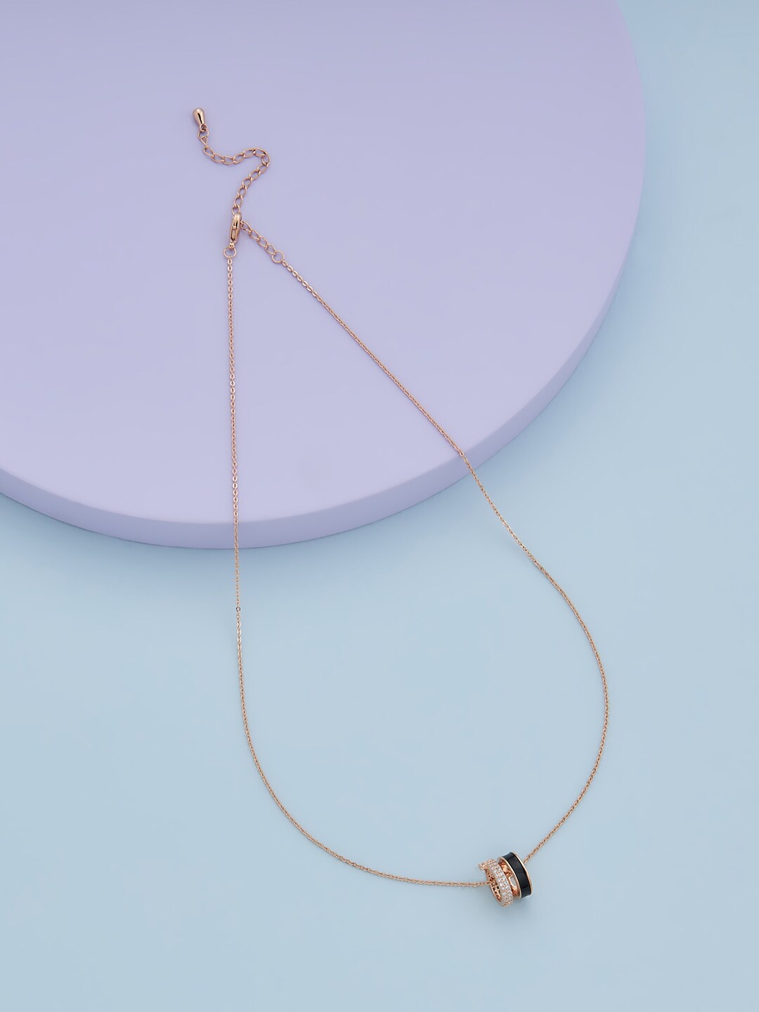

Kushal's Fashion Jewellery Copper Rose Gold-Plated Chain Pendant Set