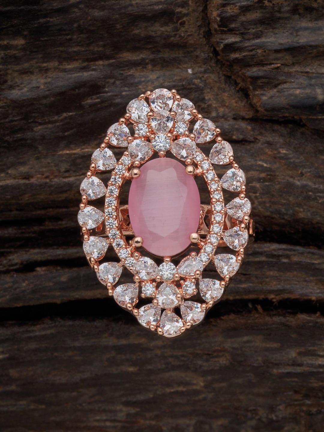 

Kushal's Fashion Rose Gold-Plated Cubic Zirconia Finger Ring