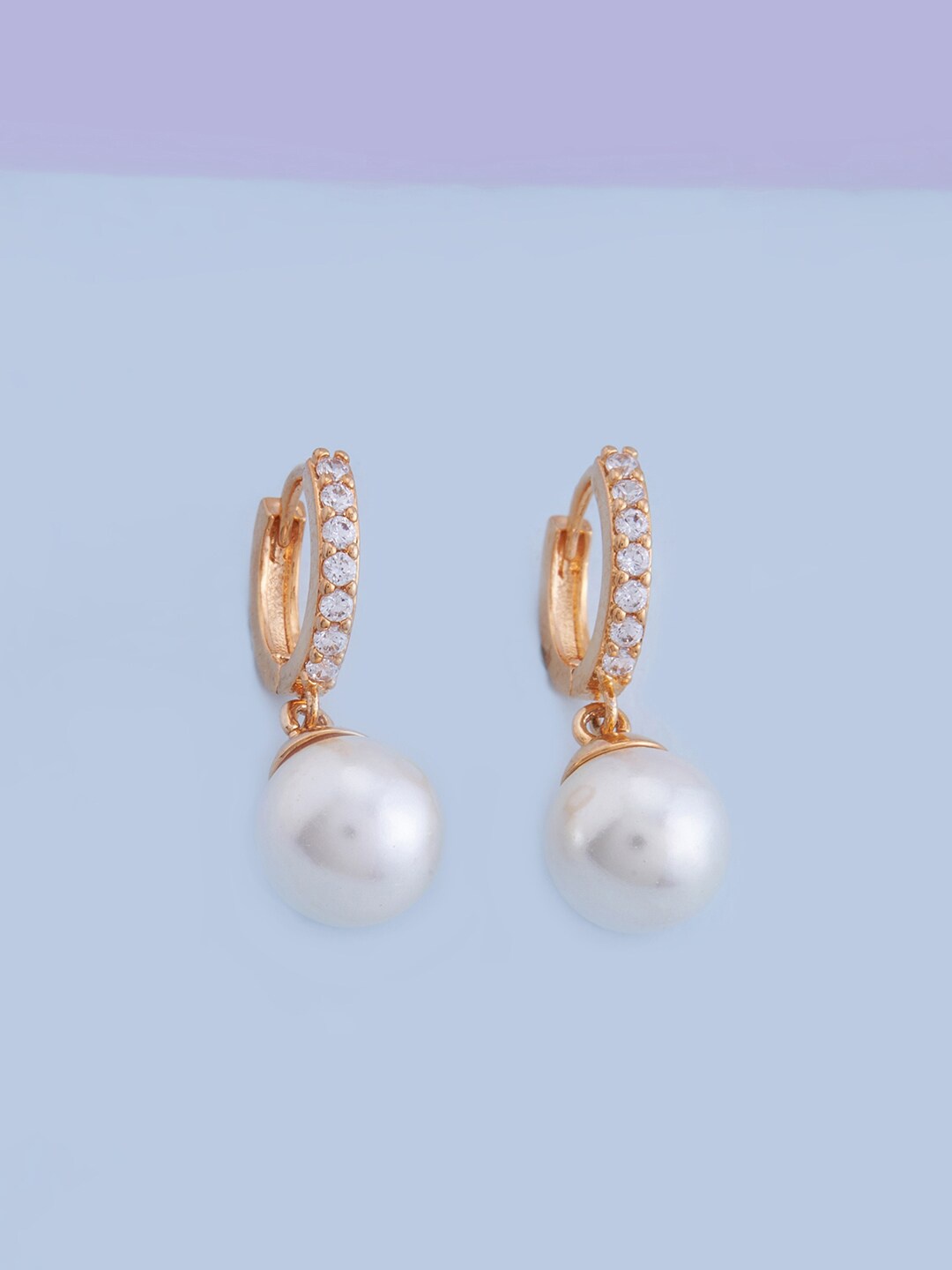 

Kushal's Fashion Jewellery Gold-Plated Cubic Zirconia Studded Drop Earrings, White