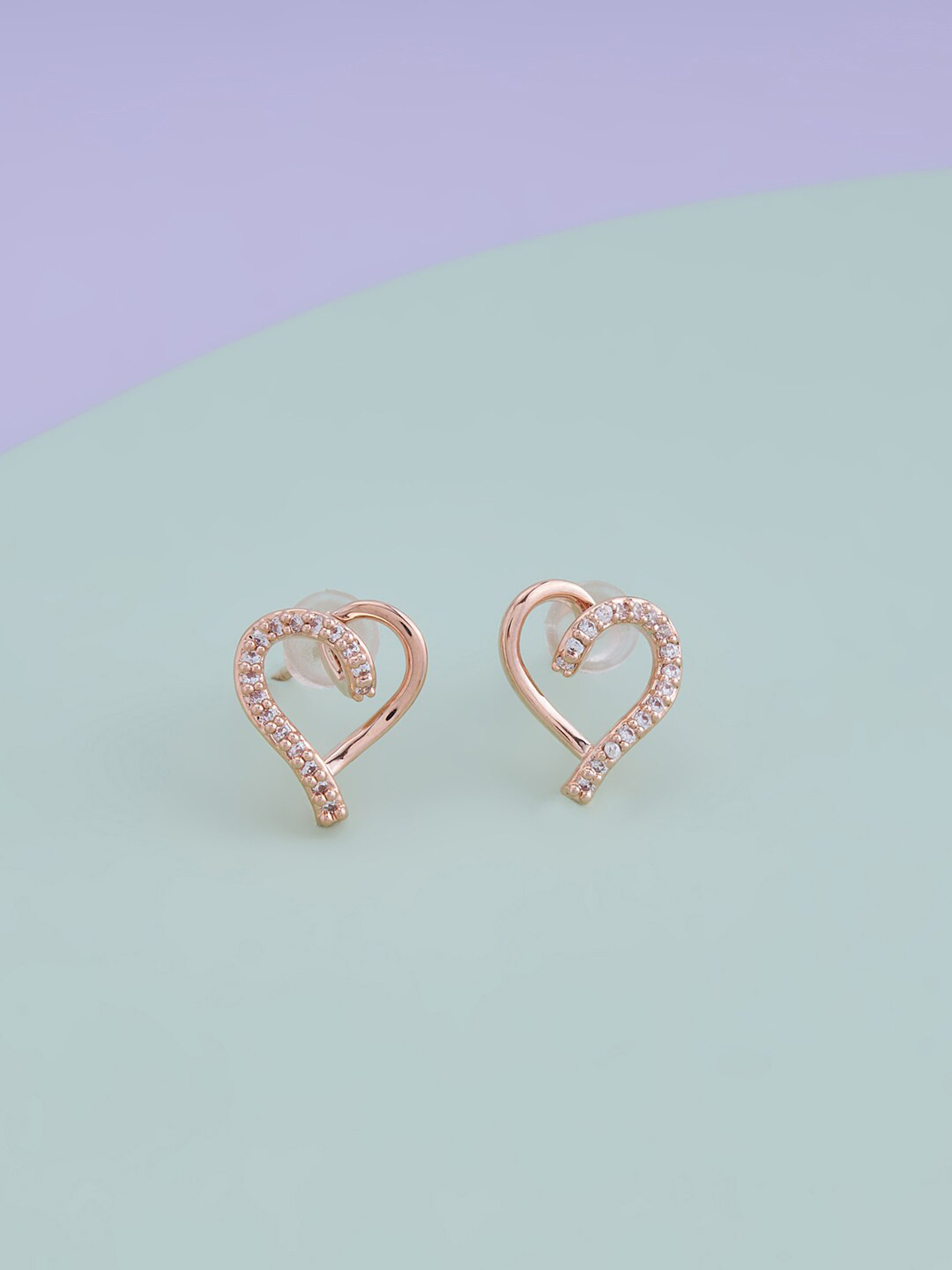 

Kushal's Fashion Jewellery Rose Gold-Plated Cubic Zirconia Studded Stud Earrings, White