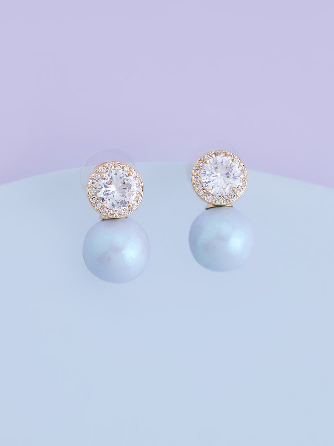 

Kushal's Fashion Jewellery Gold-Plated Cubic Zirconia Studded Studs Earrings, Lavender