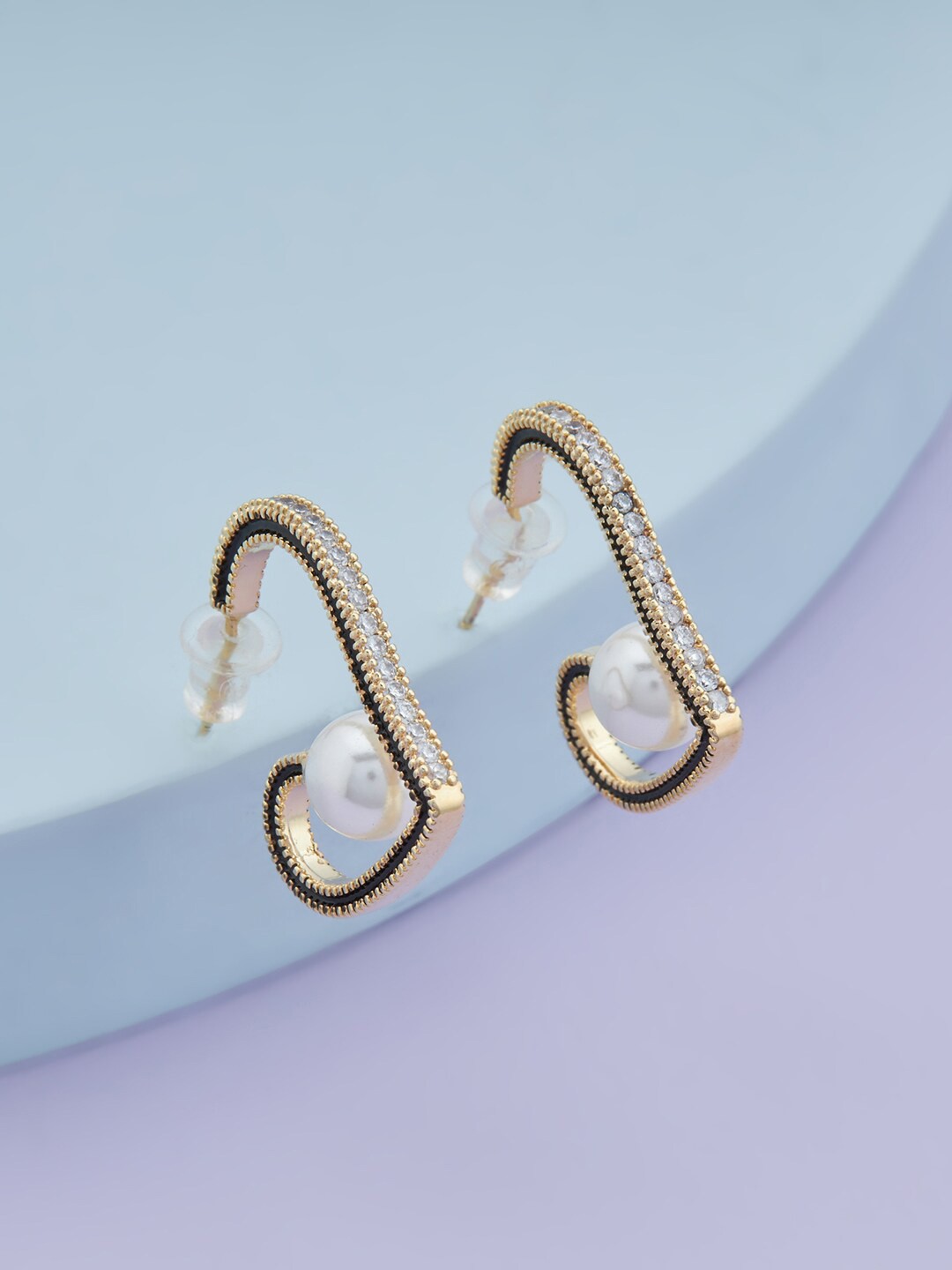 

Kushal's Fashion Jewellery Gold-Plated Cubic Zirconia Studded Studs Earrings, White