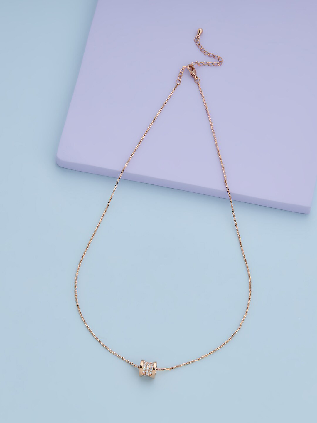 

Kushal's Fashion Jewellery Rose Gold-Plated Cubic Zirconia Studded Pendant Chain, White