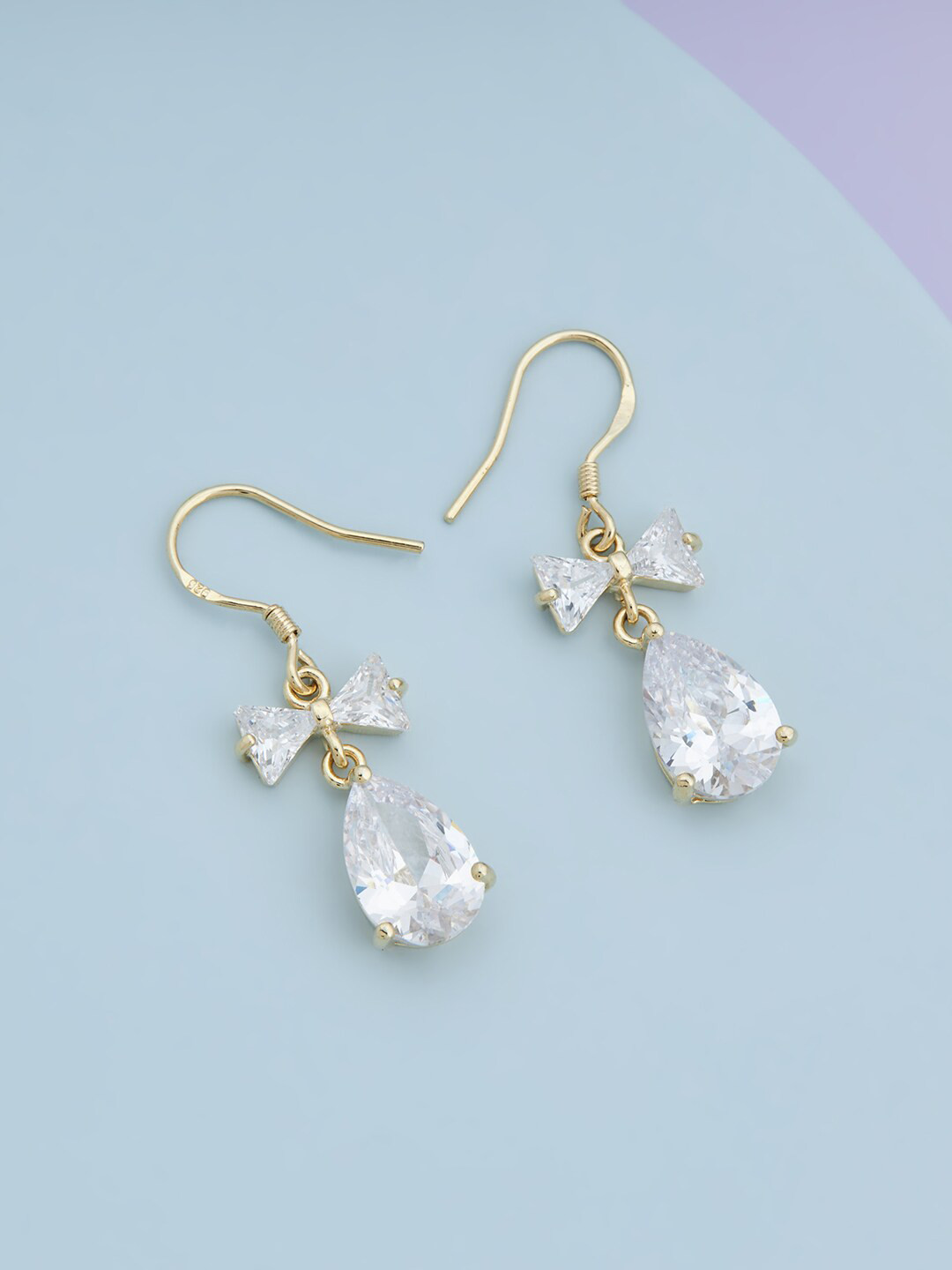 

Kushal's Fashion Jewellery Gold-Plated Cubic Zirconia Studded Drop Earrings, White