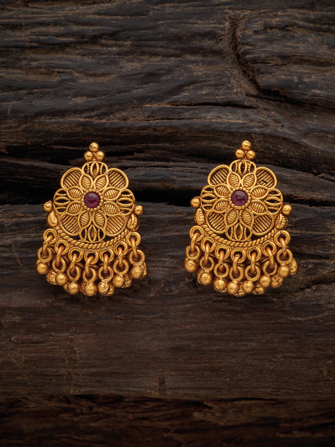 

Kushal's Fashion Jewellery Stone Studded Studs Earrings, Red