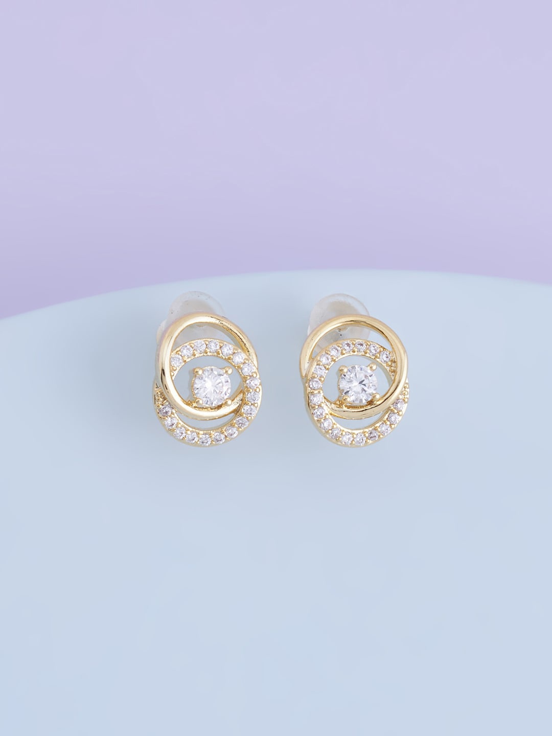

Kushal's Fashion Jewellery Gold-Plated Cubic Zirconia Studded Studs Earrings, White