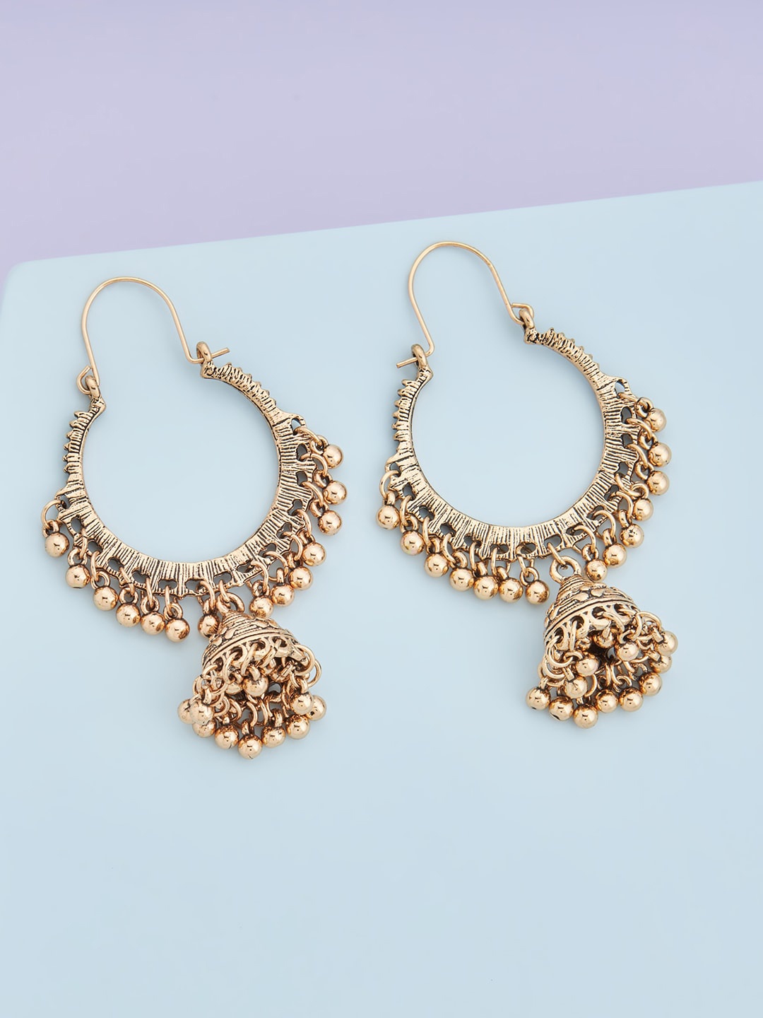 

Kushal's Fashion Jewellery Gold-Plated Chandbalis