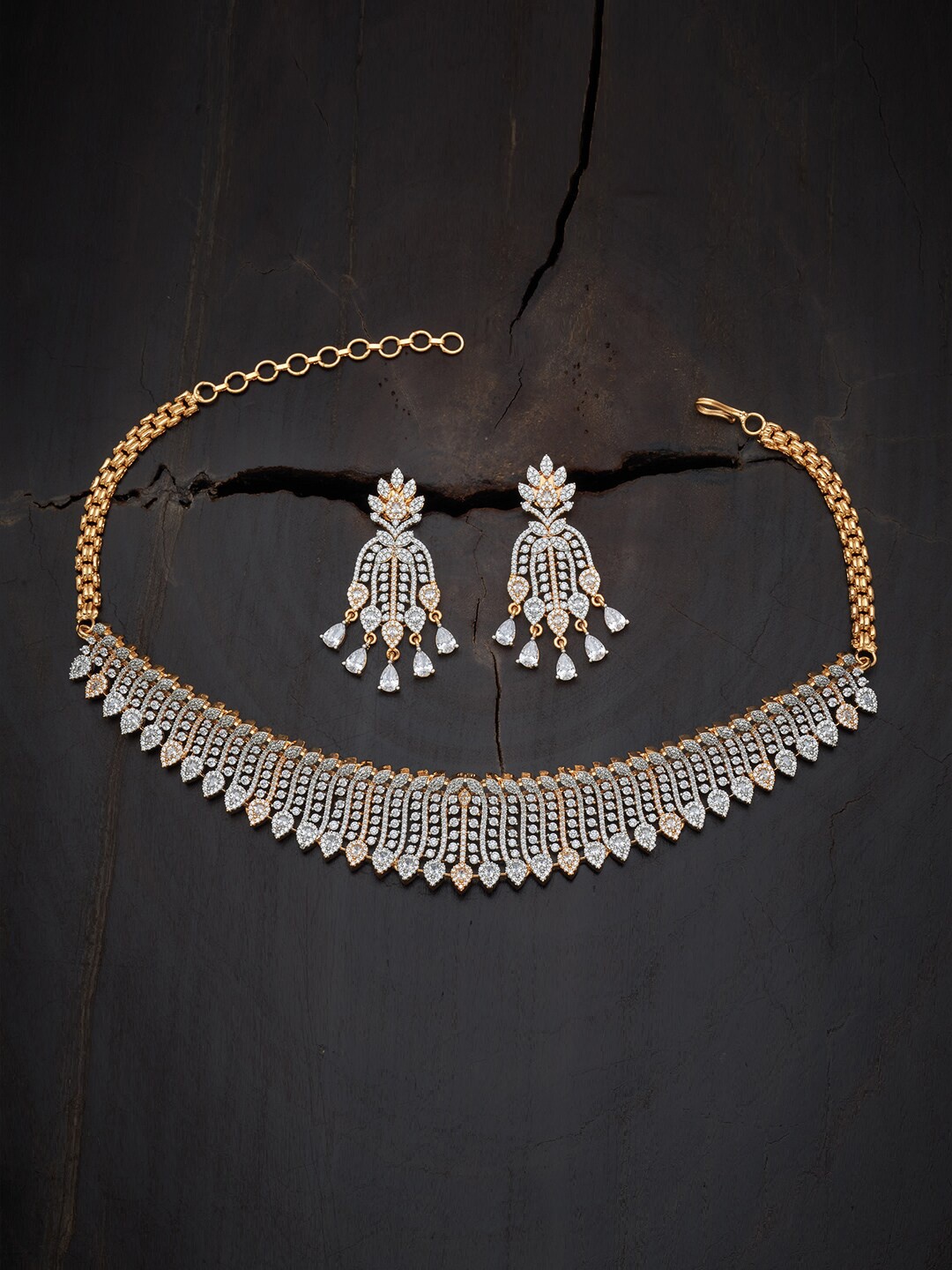 

Kushal's Fashion Jewellery Gold-Plated CZ-Studded Jewellery Set, White