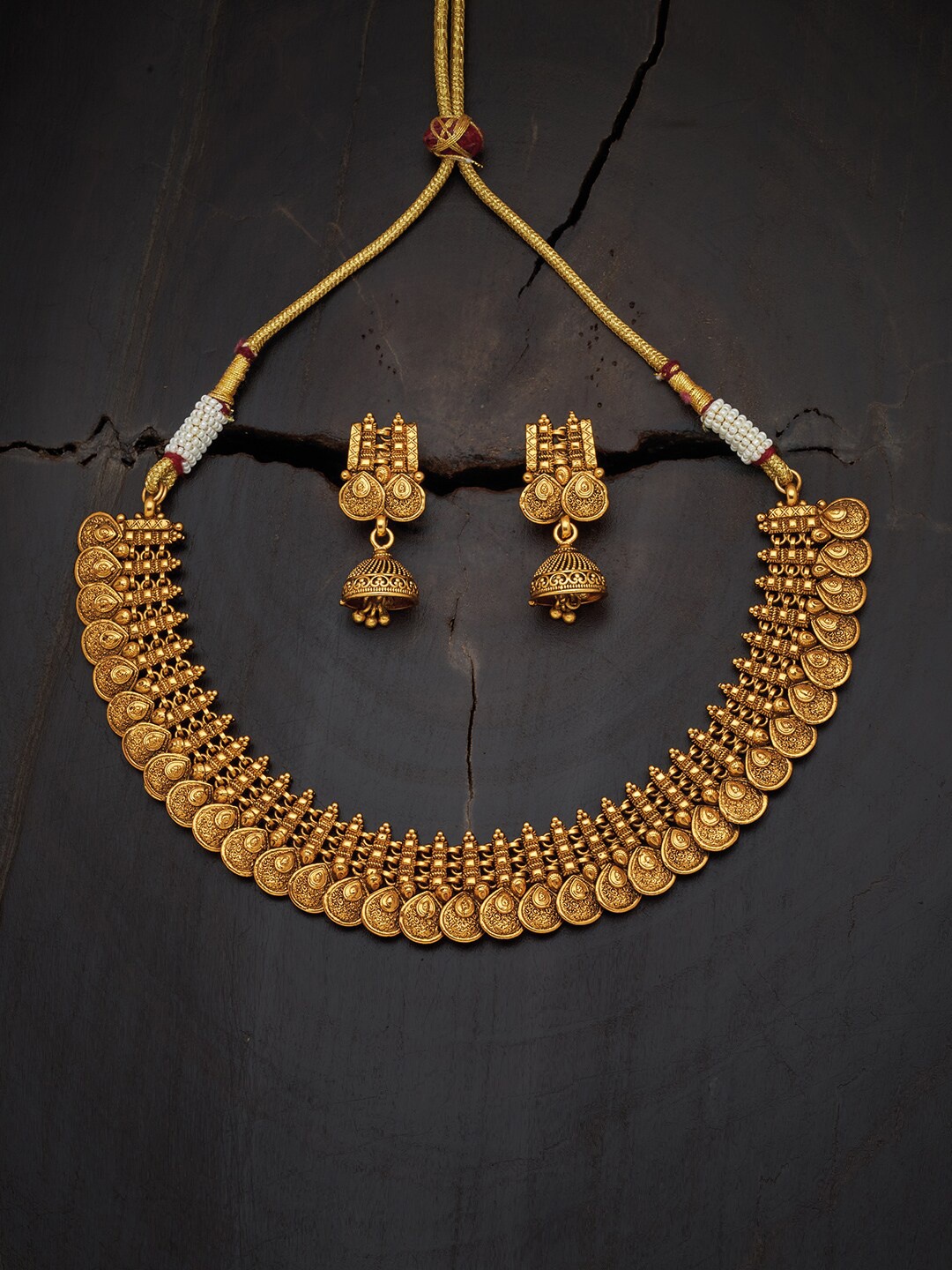 

Kushal's Fashion Jewellery Gold-Plated Antique Jewellery Set, White