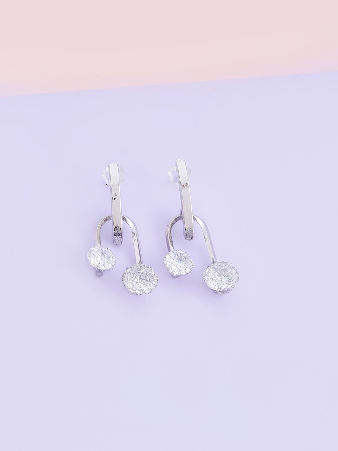 

Kushal's Fashion Jewellery Rhodium-Plated Contemporary Drop Earrings, White