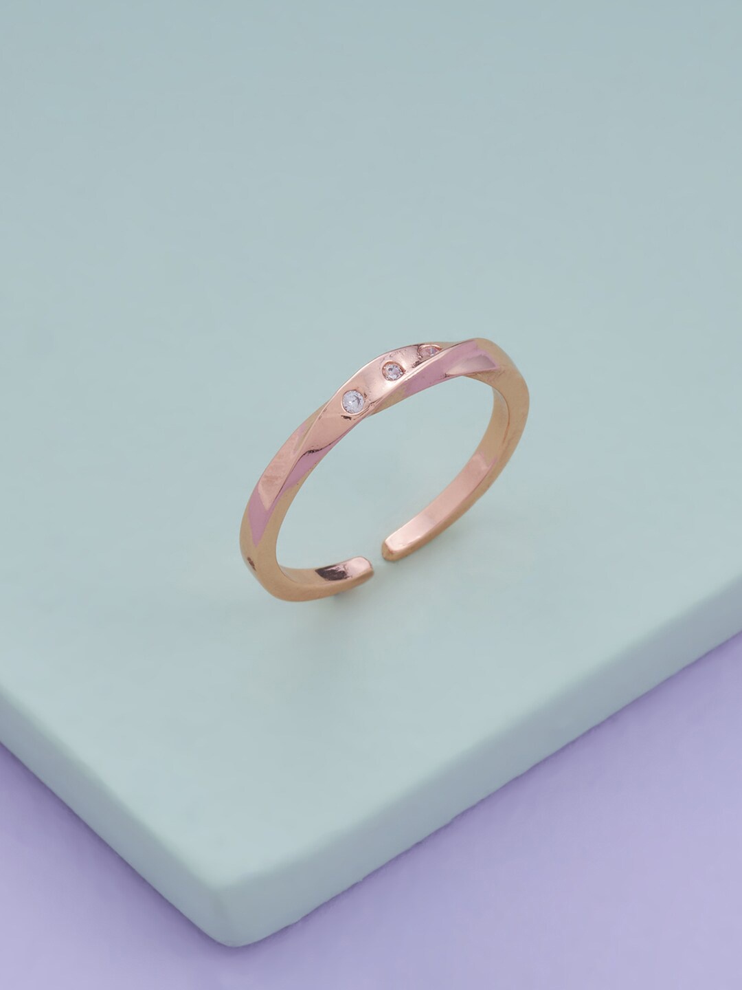 

Kushal's Fashion Jewellery Rose Gold-Plated Cubic Zirconia-Studded Finger Ring, White