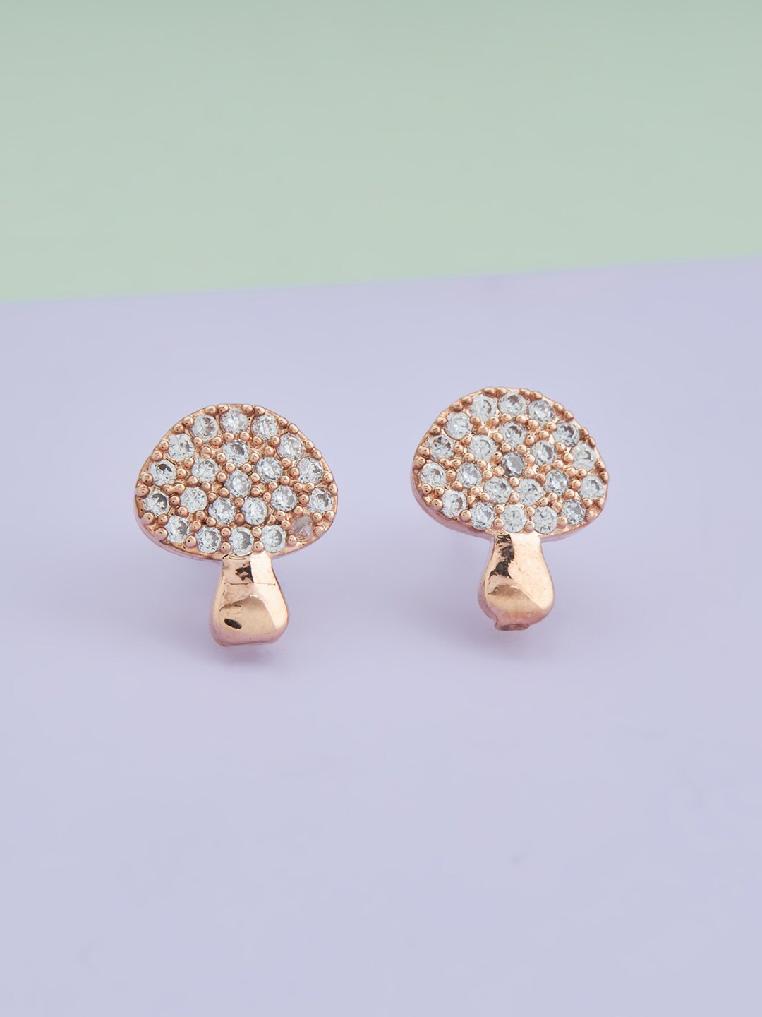 

Kushal's Fashion Jewellery Rose Gold-Plated Contemporary Studs Earrings, White