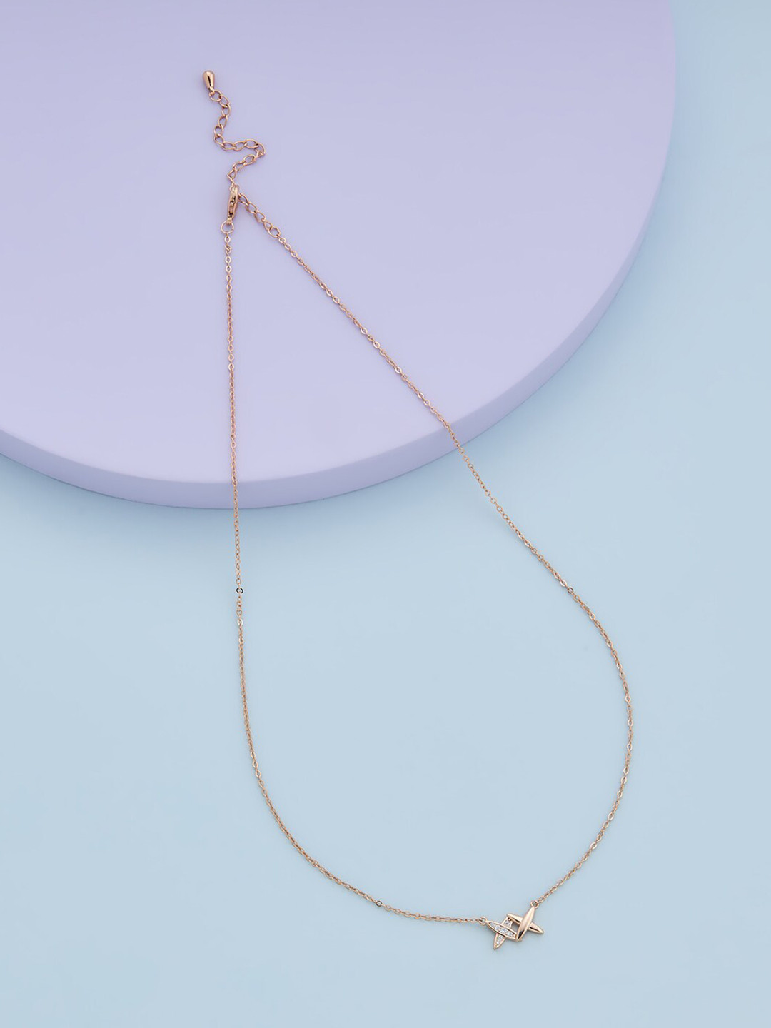 

Kushal's Fashion Jewellery Copper Rose Gold-Plated Chain Pendant Set