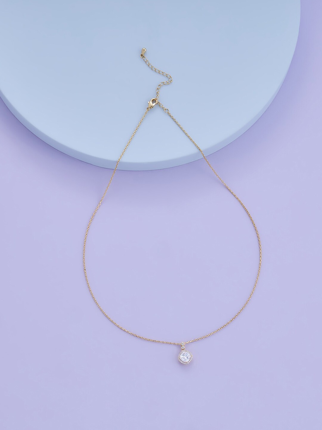 

Kushal's Fashion Jewellery Gold-Plated Cubic Zirconia Studded Pendant Chain, White