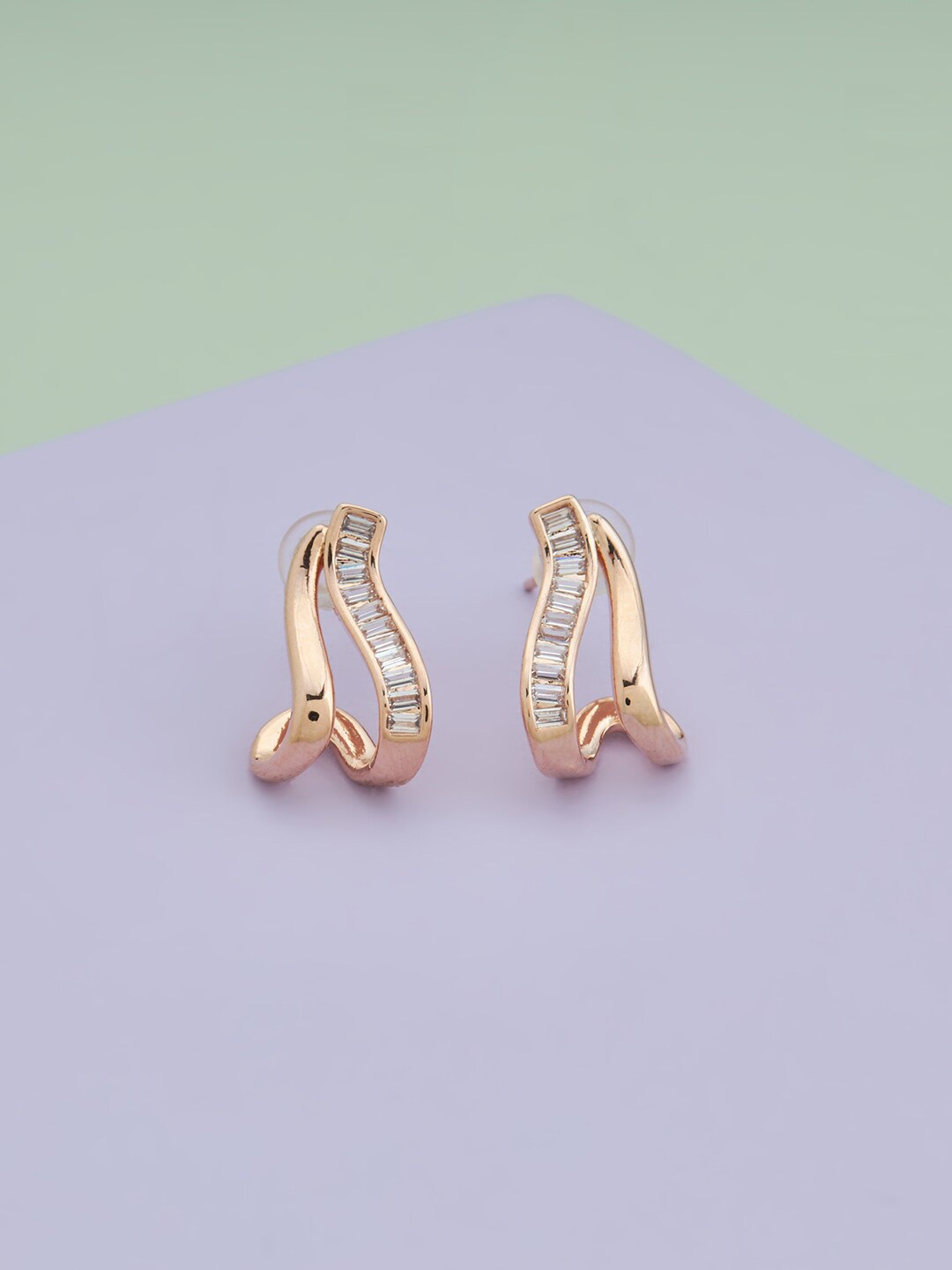 

Kushal's Fashion Jewellery Rose Gold-Plated Contemporary Studs Earrings, White