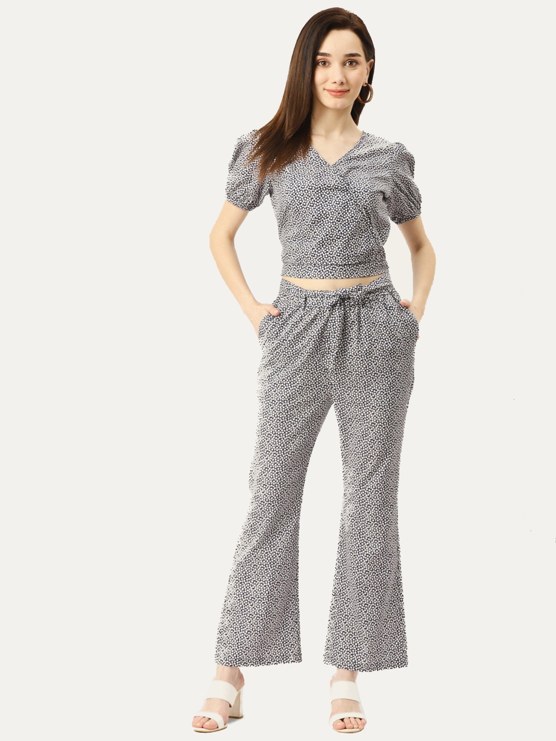 

LILL Women Printed Top with Trouser, White