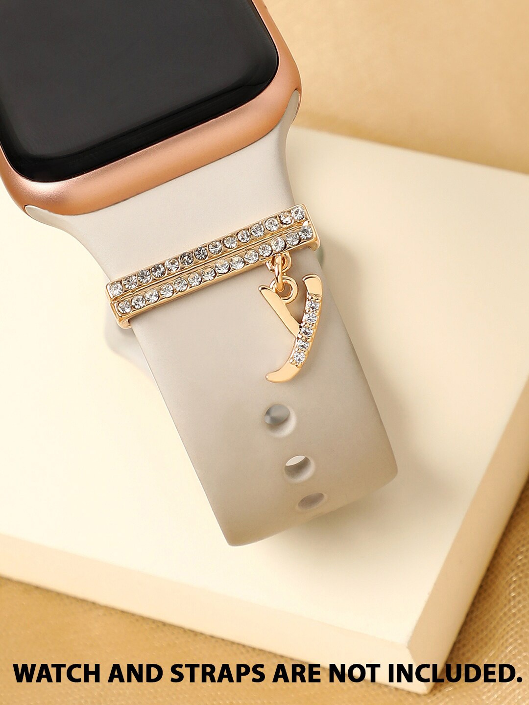 

HAUTE SAUCE by Campus Sutra Women Y Letter Stone Studded Watch Charms, Gold