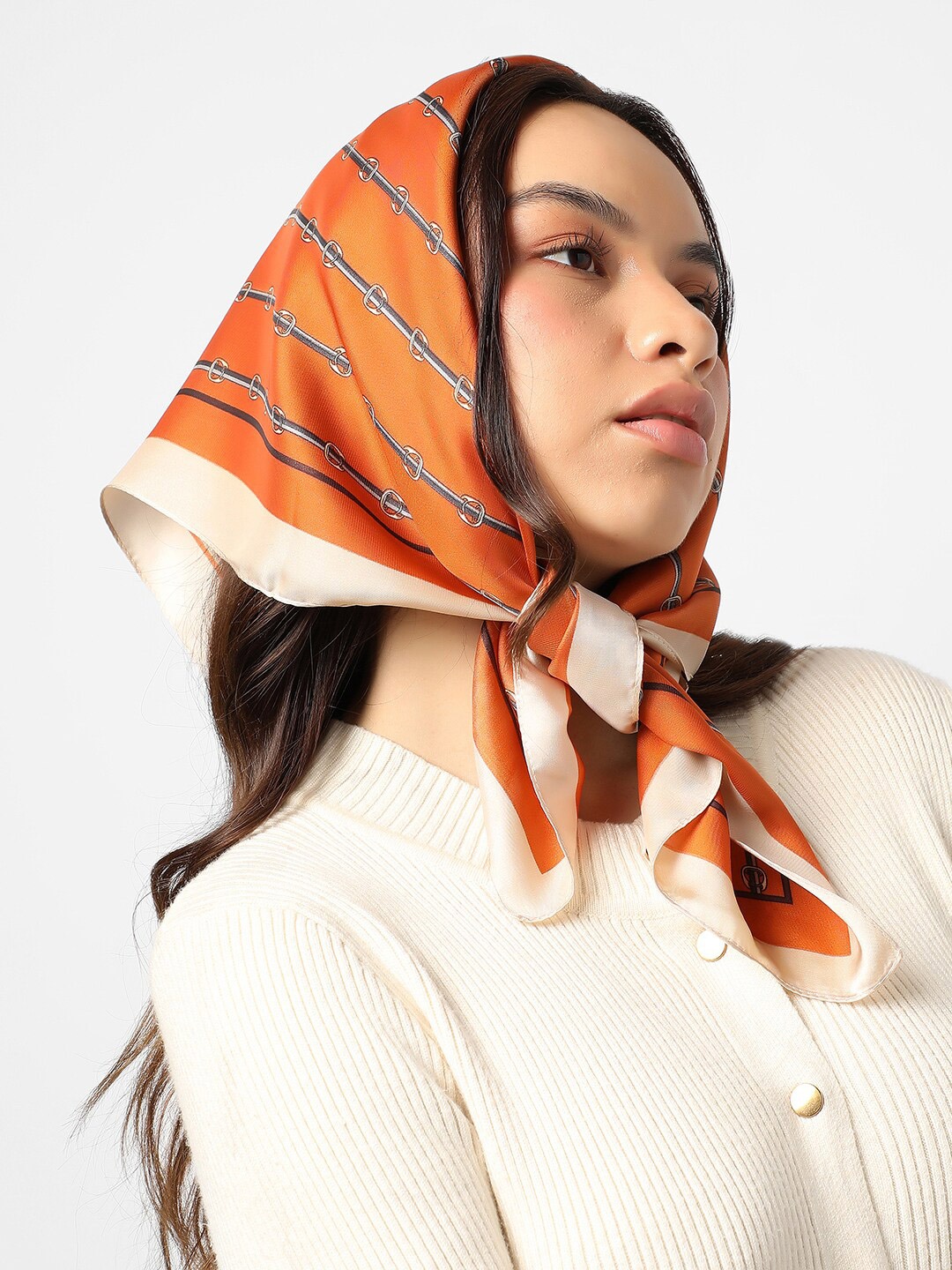 

HAUTE SAUCE by Campus Sutra Women Striped Stole, Orange