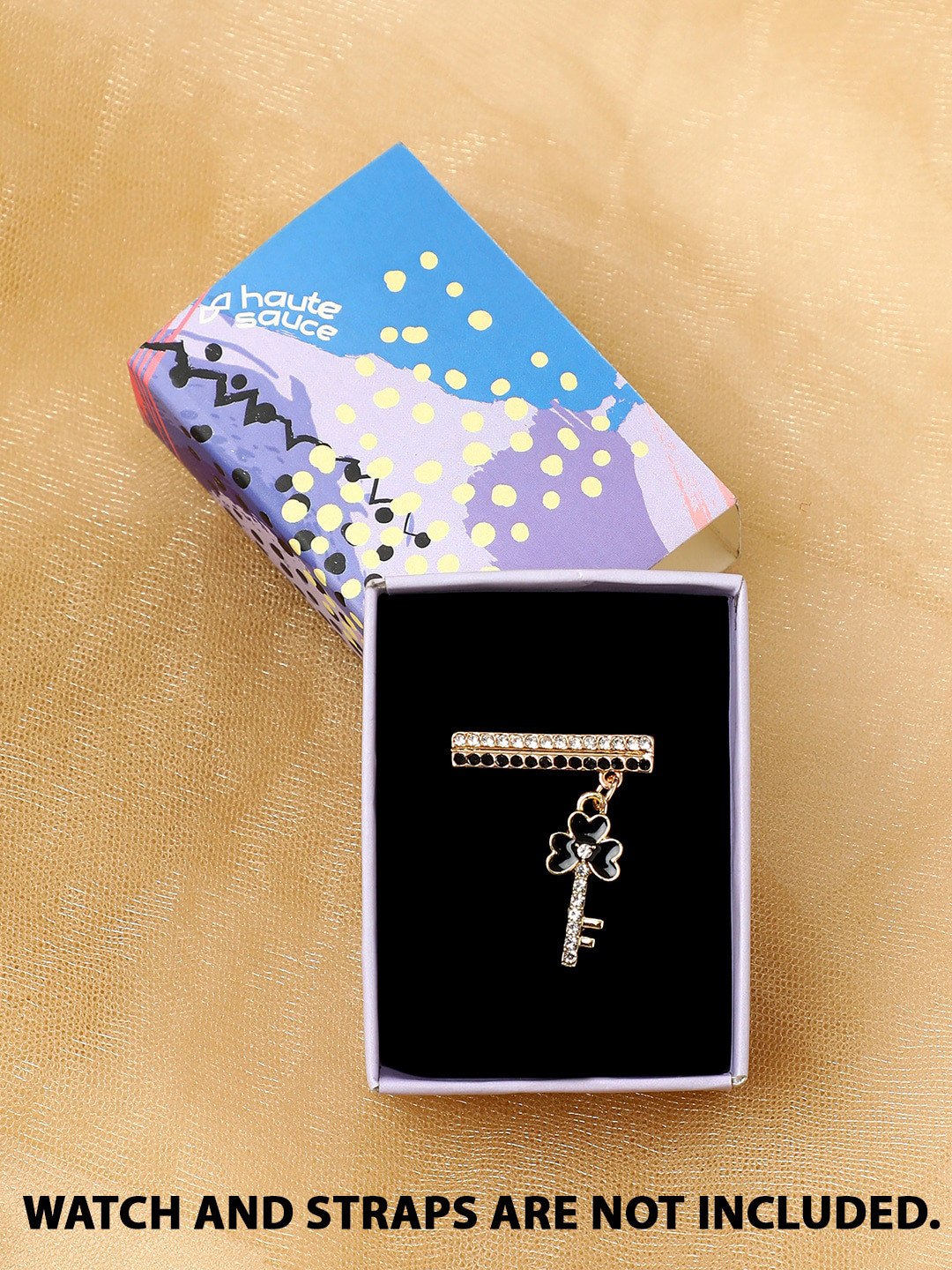 

HAUTE SAUCE by Campus Sutra Women Enamel Stone Studded Key Shaped Watch Charms, Gold