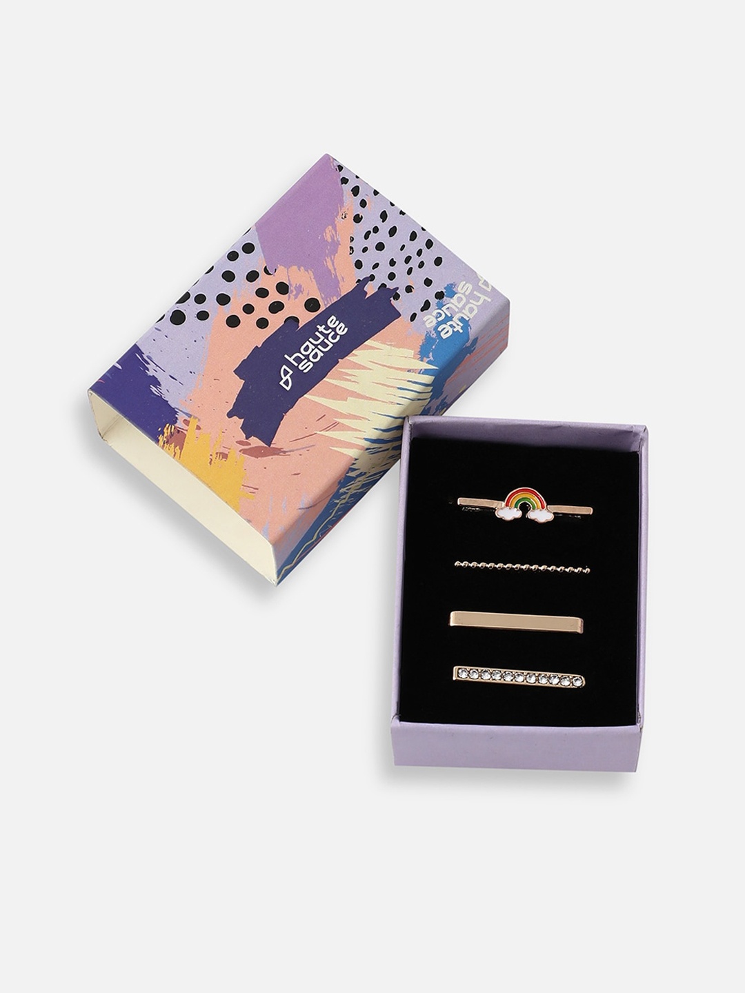 HAUTE SAUCE by Campus Sutra Set of 4 Gold-Plated Stone-Studded Watch Charms